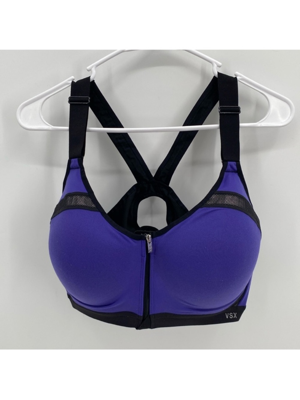 VSX Purple and Black Front-Zip High-Impact Sports Bra